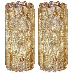 Pair of Champagne Crystal Sconces by Carl Fagerlund for Orrefors