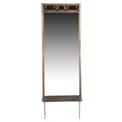 Mastercraft Brass Standing Mirror with Slate Shelf