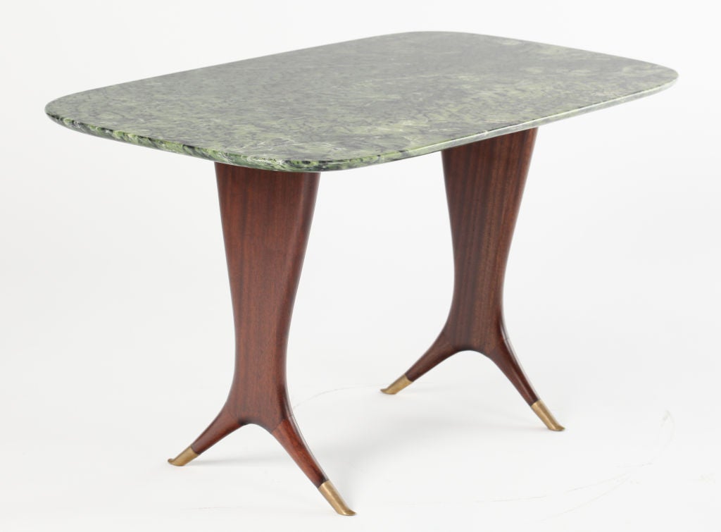Osvaldo Borsani Green Marble & Walnut Coffee Table
