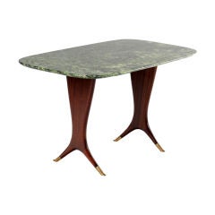 Osvaldo Borsani Green Marble & Walnut Coffee Table