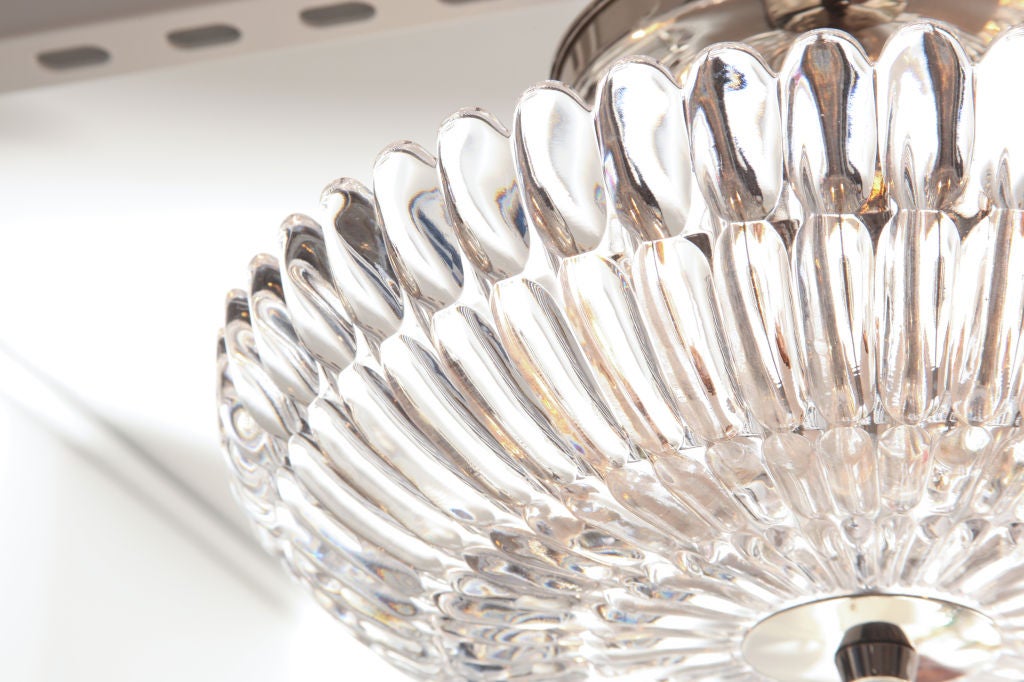 Crystal Petal Semi Flushmount Fixture by Orrefors In Excellent Condition In New York, NY