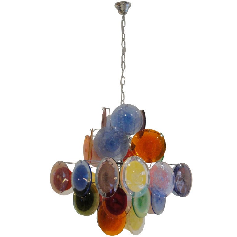 Multi Color Vistosi Murano Chandelier At 1stdibs Multi Color Vistosi Murano Chandelier For