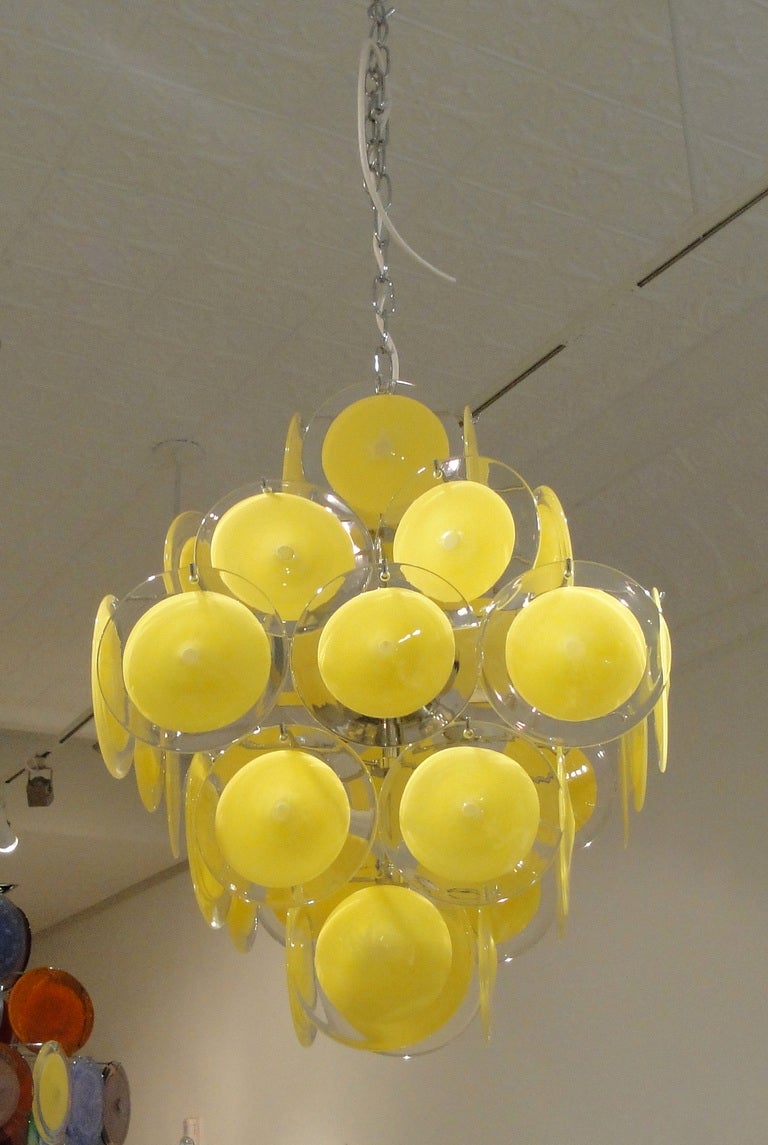 Italian Yellow Vistosi Murano Glass Chandelier