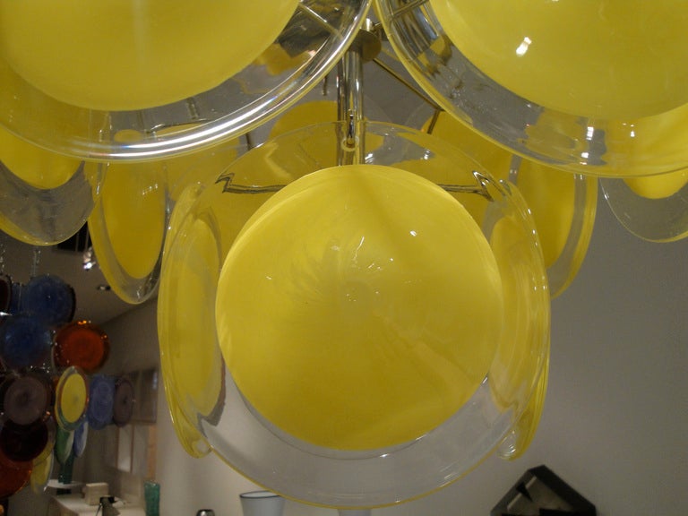 Late 20th Century Yellow Vistosi Murano Glass Chandelier