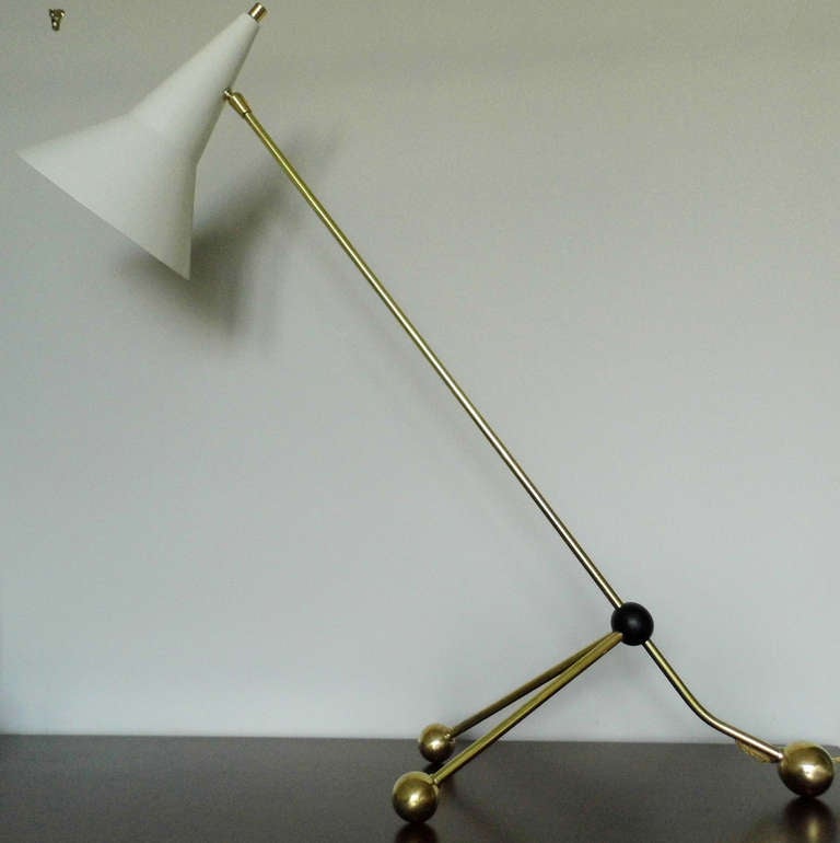 Arredoluce style table/ desk lamp with adjustable angle and pivoted shade.