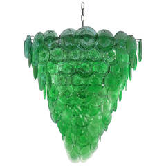 Large Green Glass Chandelier 8