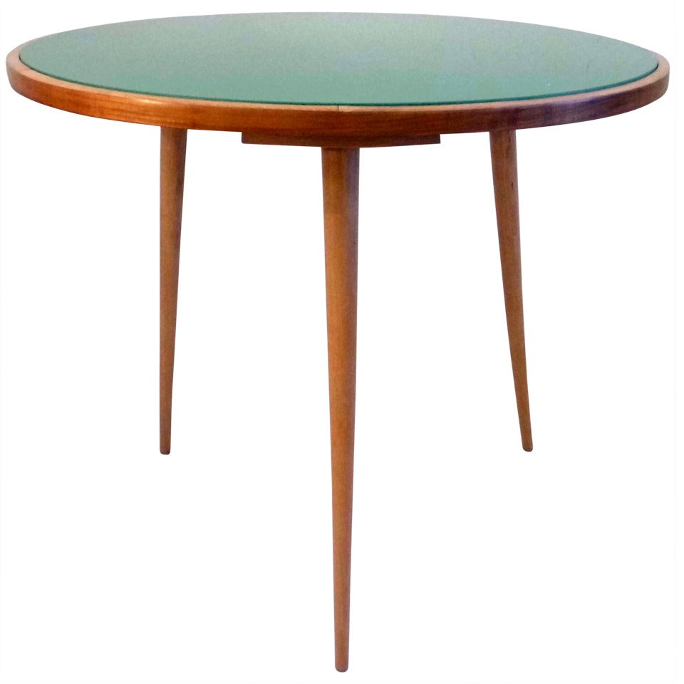 Round Table with Green Glass For Sale