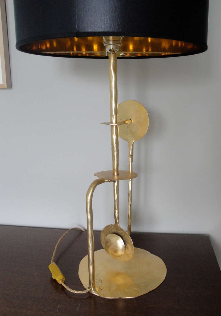 20th Century Pair of Gilt Wrought Iron Italian Lamps