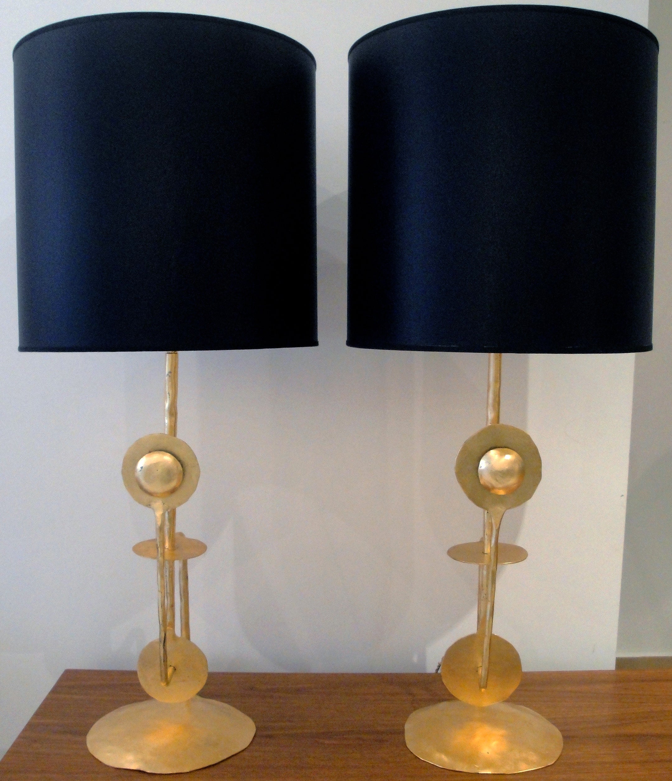 Pair of Gilt Wrought Iron Italian Lamps