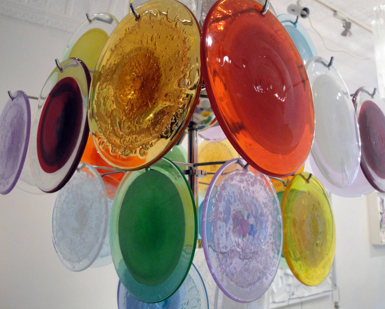 Hand-Carved Multi-Color Murano Glass Chandelier