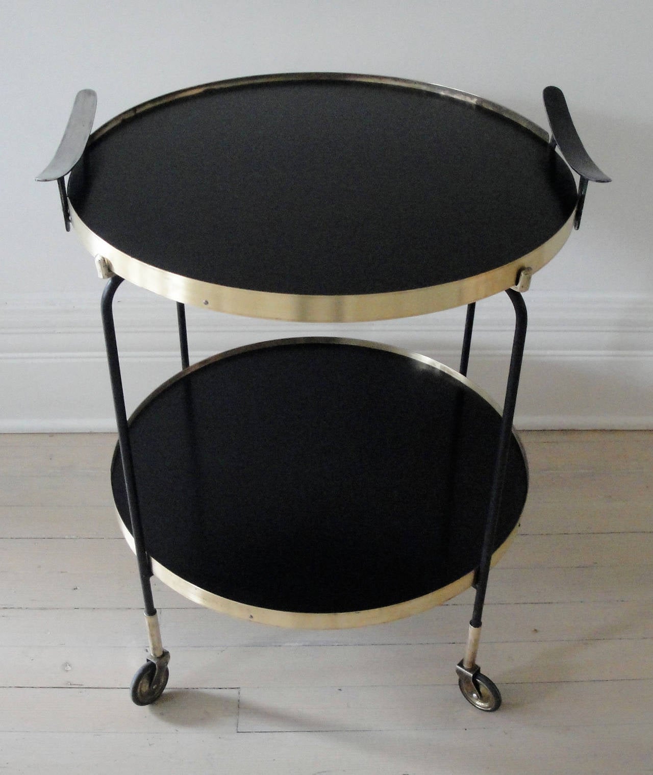 Lacquered Round Italian Bar Cart