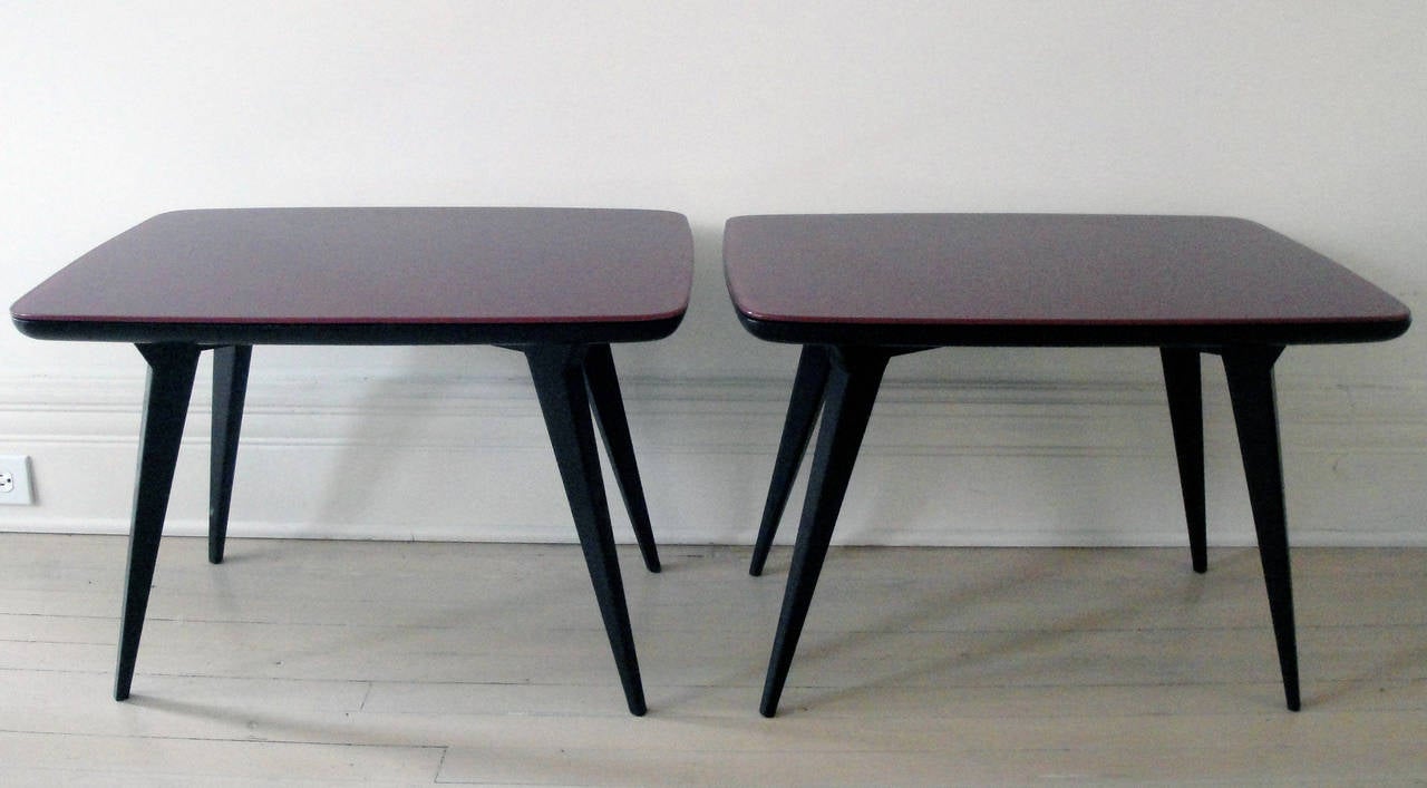 Mid-Century Modern Pair of Ponti Style Side Tables For Sale