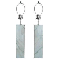 Pair of Carrara Marble Table Lamps 6