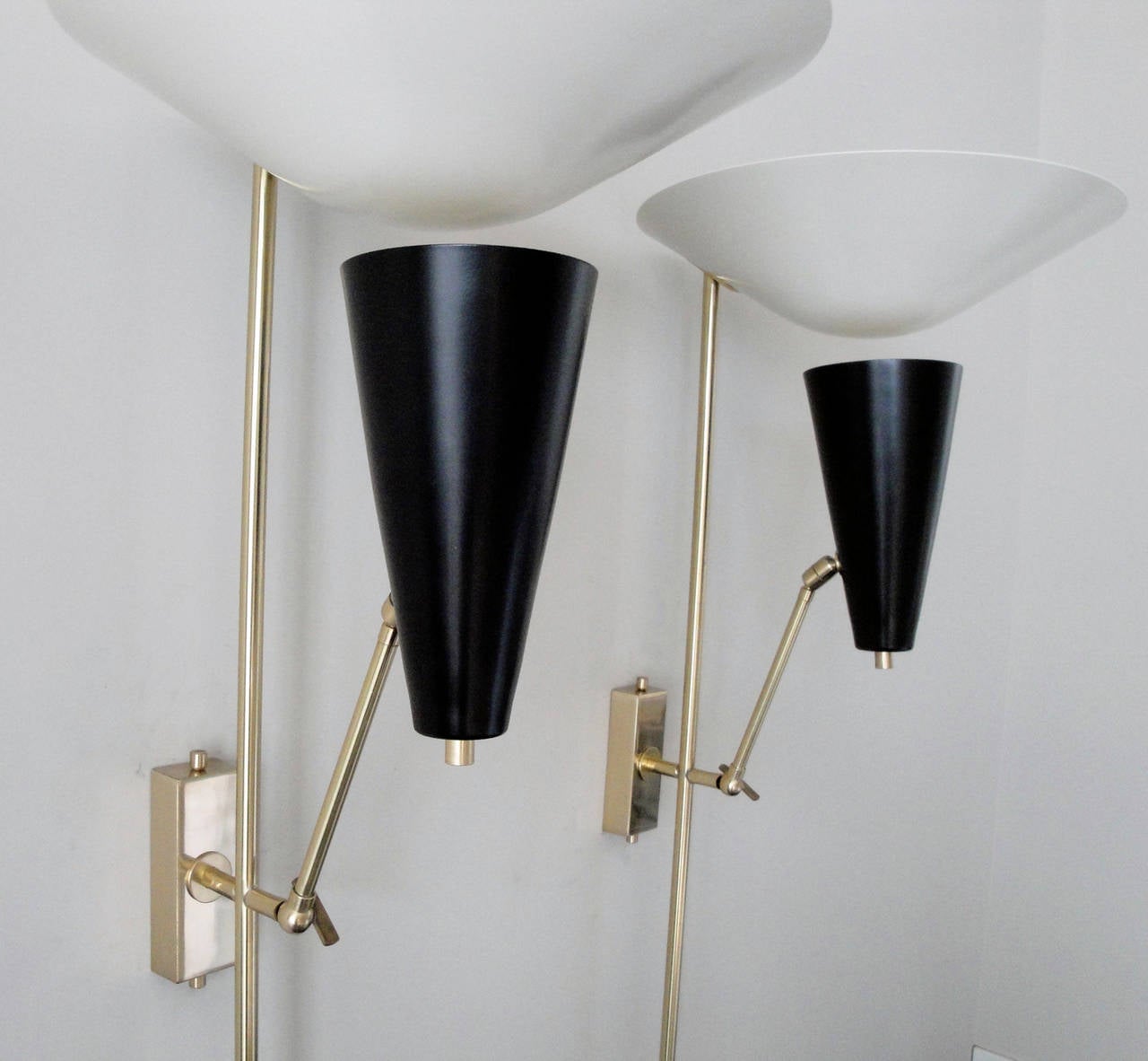 Italian Pair of Double Shade Sconces For Sale