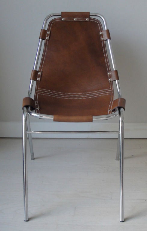 Mid-20th Century Four Charlotte Perriand Leather Chairs