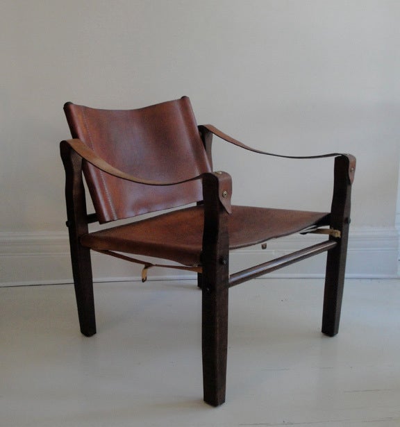 American Pair of Leather Safari Chairs