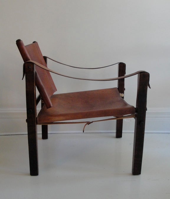 Late 20th Century Pair of Leather Safari Chairs