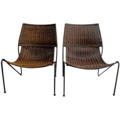 Pair of Wicker Chairs by Fredrick Weinberg