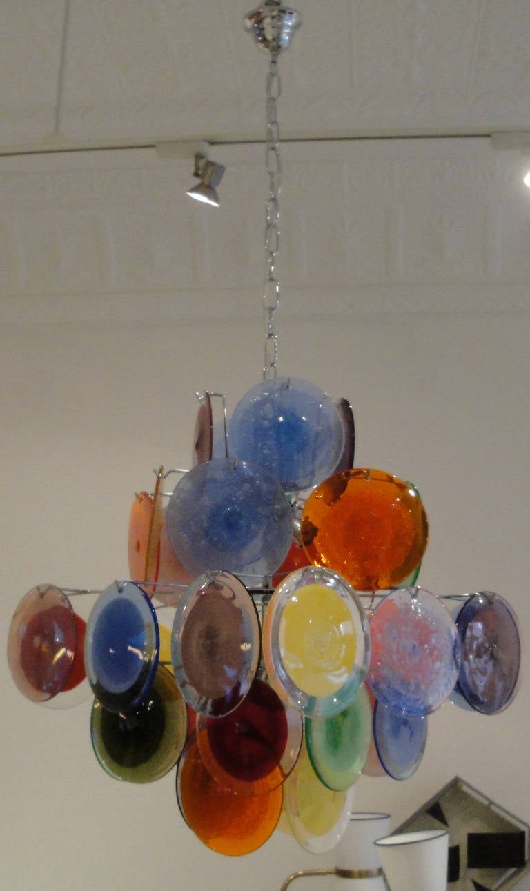 Mid-Century Modern Multi Color Murano Glass Chandelier