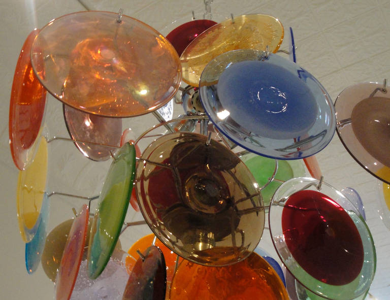 Mid-20th Century Multi Color Murano Glass Chandelier