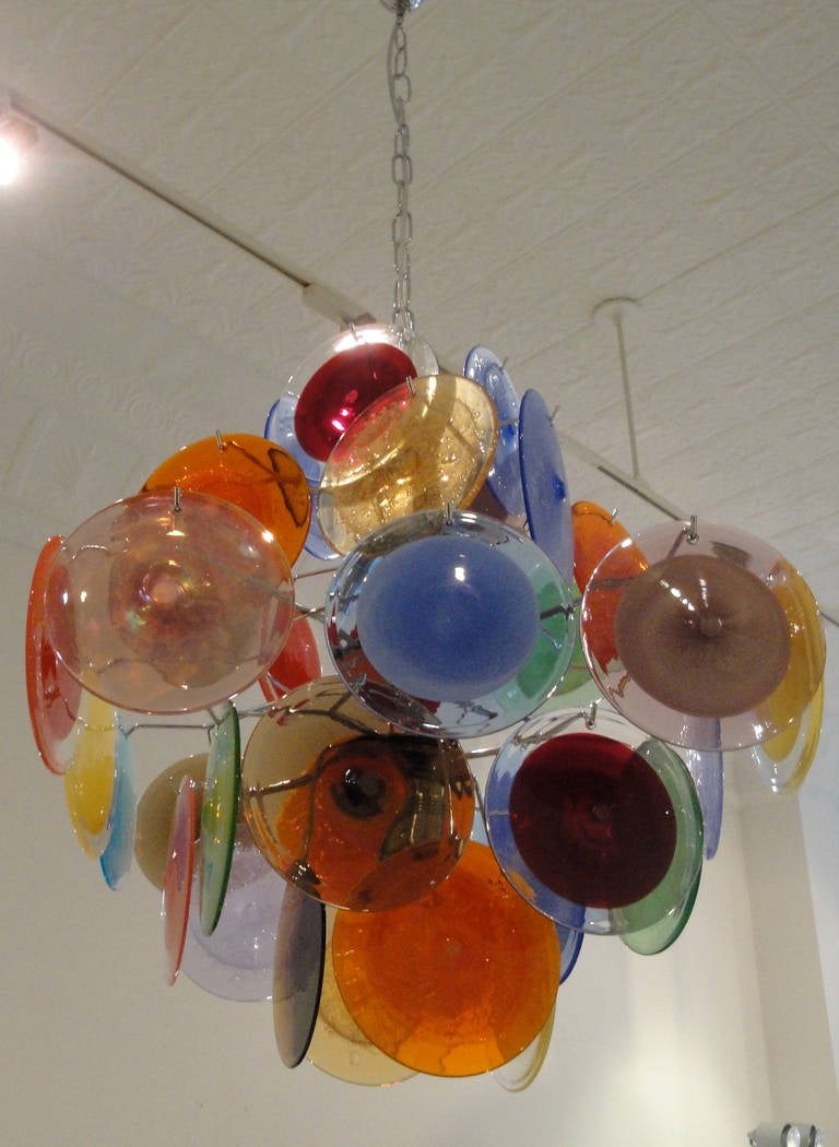 Multi Color Murano Glass Chandelier In Excellent Condition In Hudson, NY