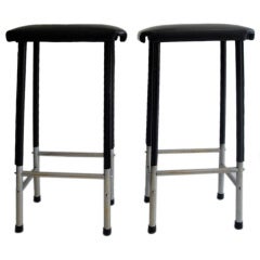 Pair of Jacques Adnet Bar Stools