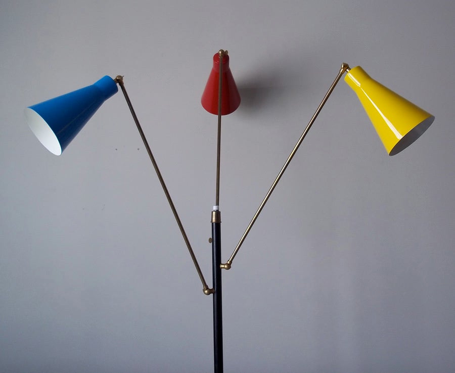 Italian Tri-Color Floor Lamp by Stilnovo For Sale