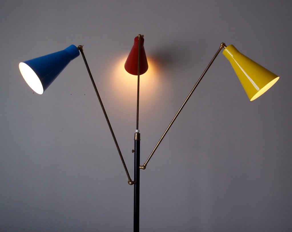 Tri-Color Floor Lamp by Stilnovo In Excellent Condition For Sale In Hudson, NY