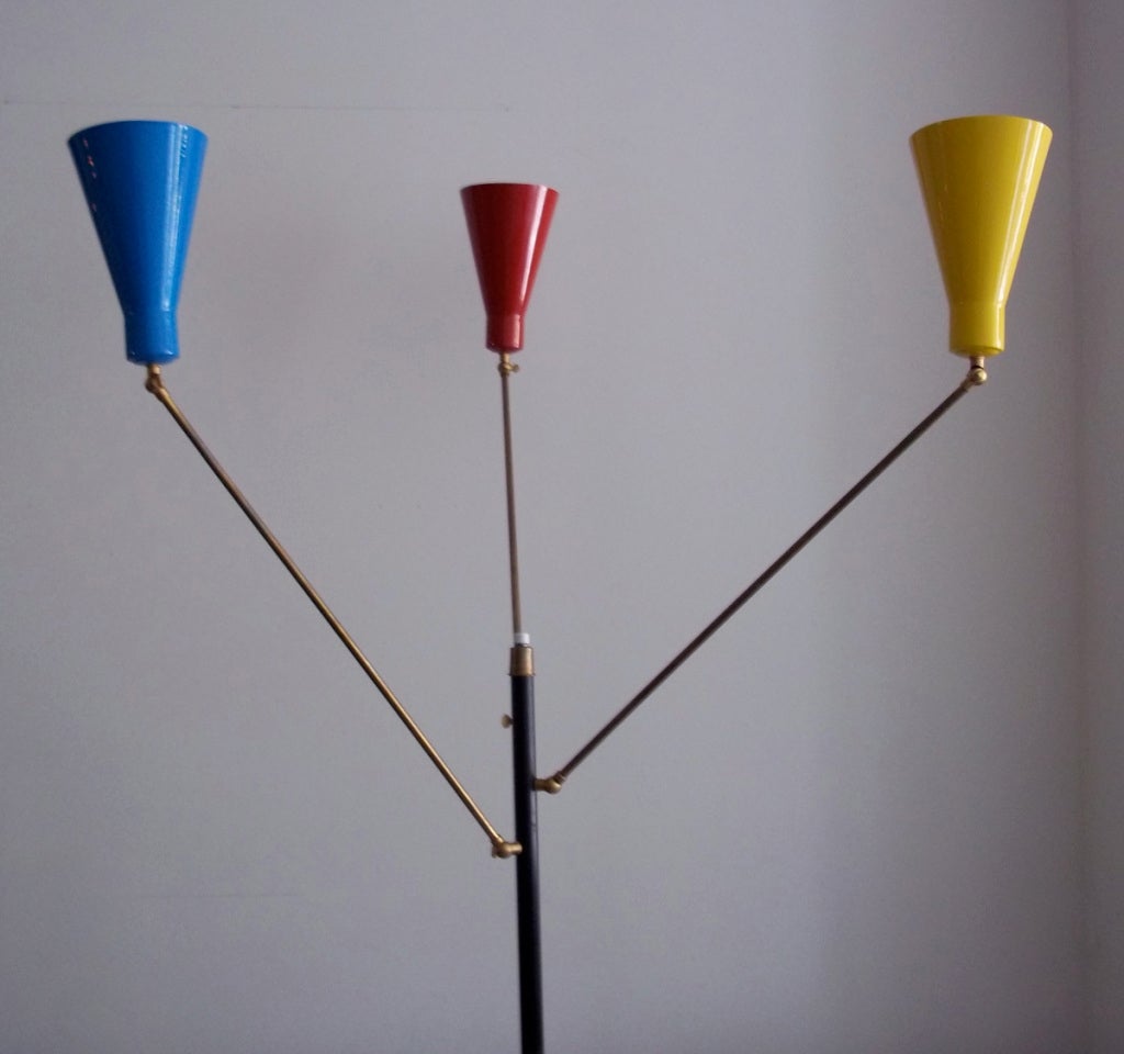 Mid-20th Century Tri-Color Floor Lamp by Stilnovo For Sale