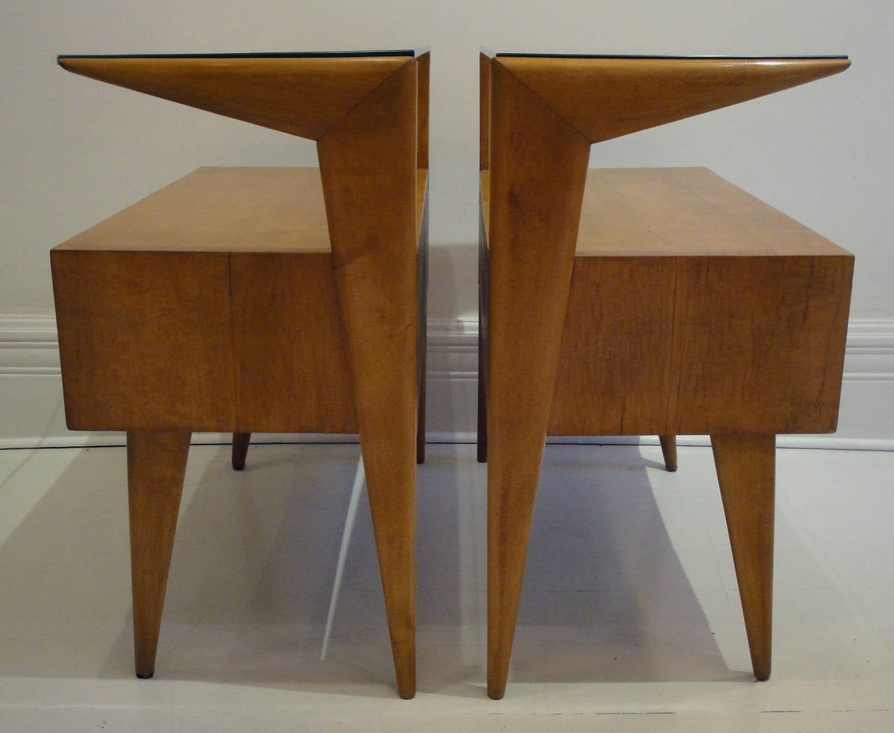 Birch Pair of Italian Side Tables For Sale