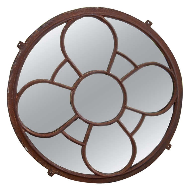 Round Metal Frame Mirror For Sale at 1stdibs