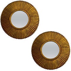 Pair of Gilded Oak Petal Mirrors 7