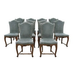 A Set of 10 Hand Carved Baroque Style Dining Chairs