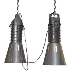 Pair of Industrial Hanging Pendant Lights