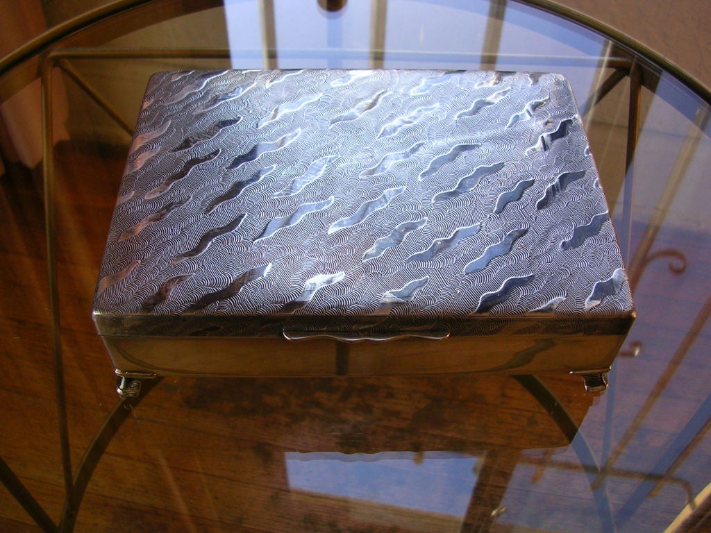 English Art Deco Abstract Geometric Silver Box