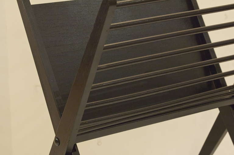 Ebonized Wood Folding Magazine Holder In Excellent Condition In Stamford, CT