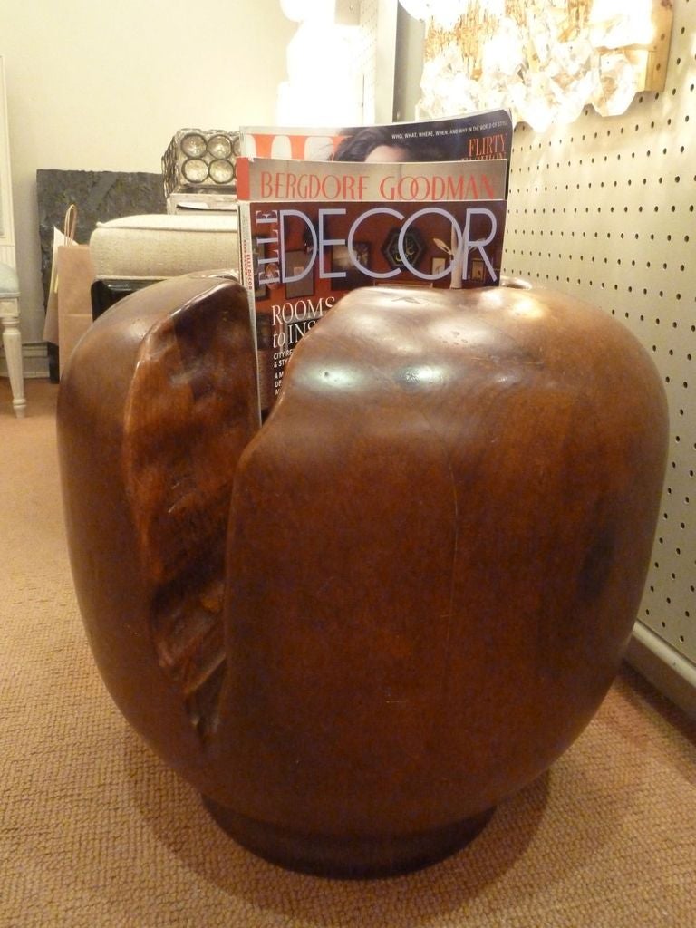 Exotic Hardwood Free Form Vessel Sculpture, magazine rack In Excellent Condition In Stamford, CT