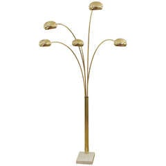 Extremely Large 5 Arm Arc Lamp in Brass and Marble