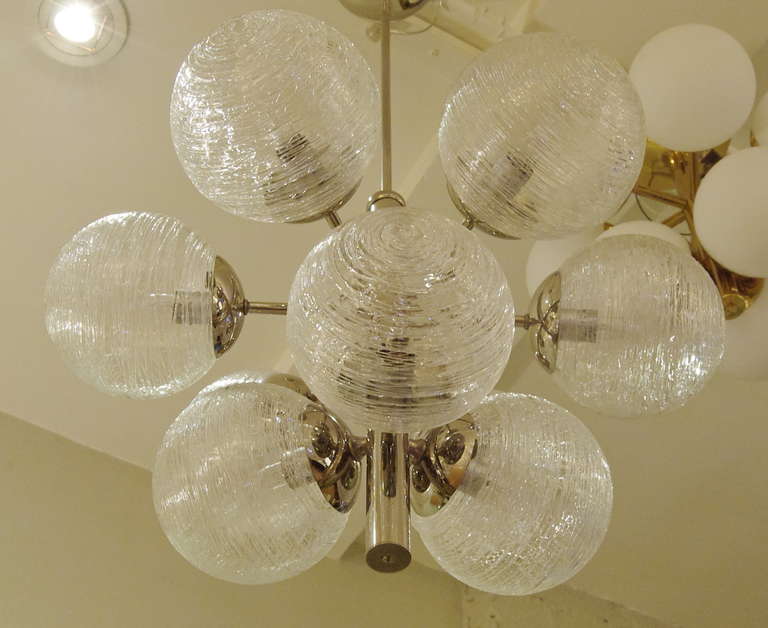 Chrome Lustre chromé avec 9 globes en verre filé