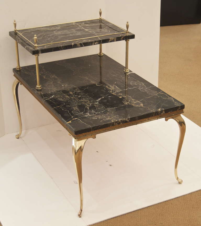 Pair of Regency Style Marble and Brass Side Tables