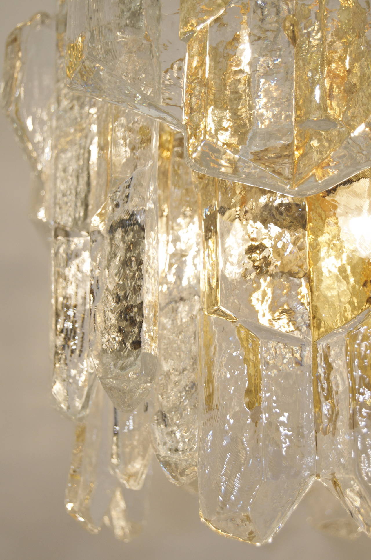 Austrian Rare Geometric Ice Glass Kalmar Chandelier