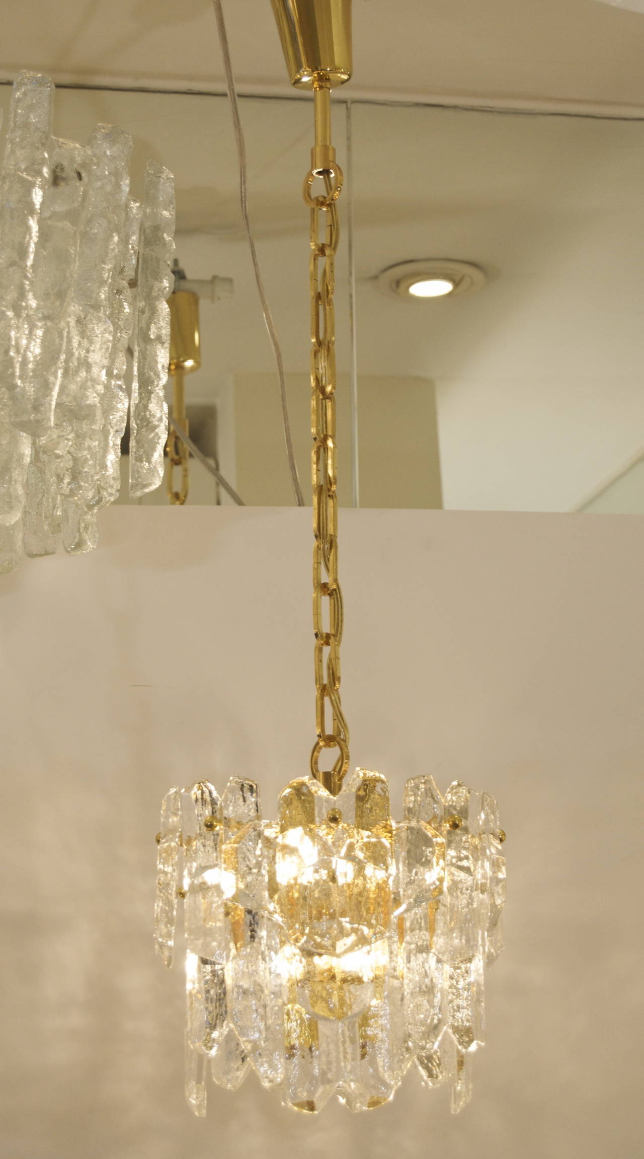 Rare Geometric Ice Glass Kalmar Chandelier In Excellent Condition In Stamford, CT