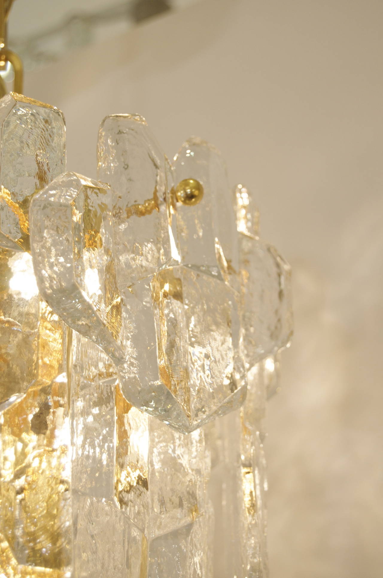 Mid-20th Century Rare Geometric Ice Glass Kalmar Chandelier