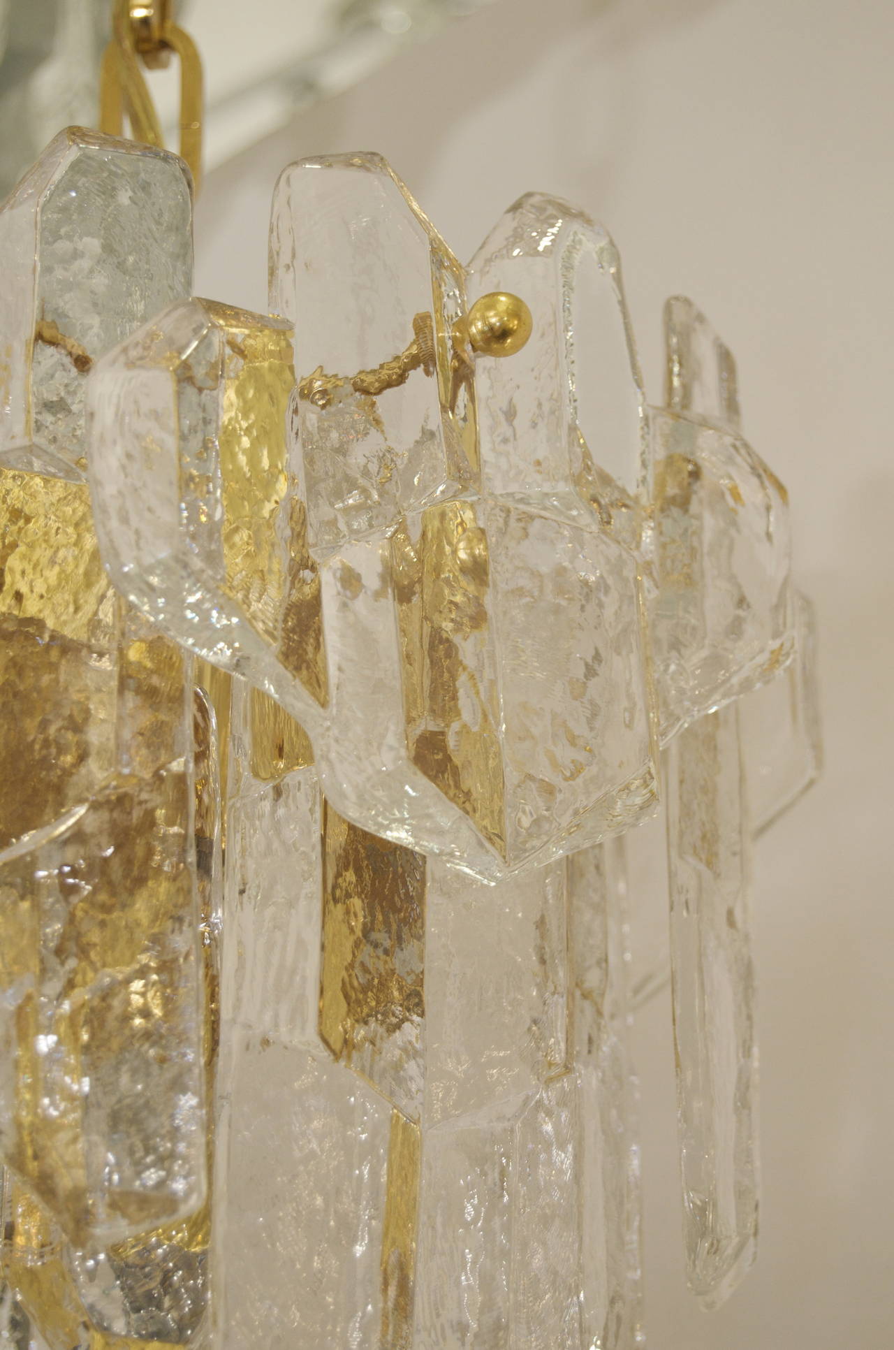 Rare Geometric Ice Glass Kalmar Chandelier 4