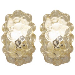 Pair of Amber Tone Bubble Glass Sconces