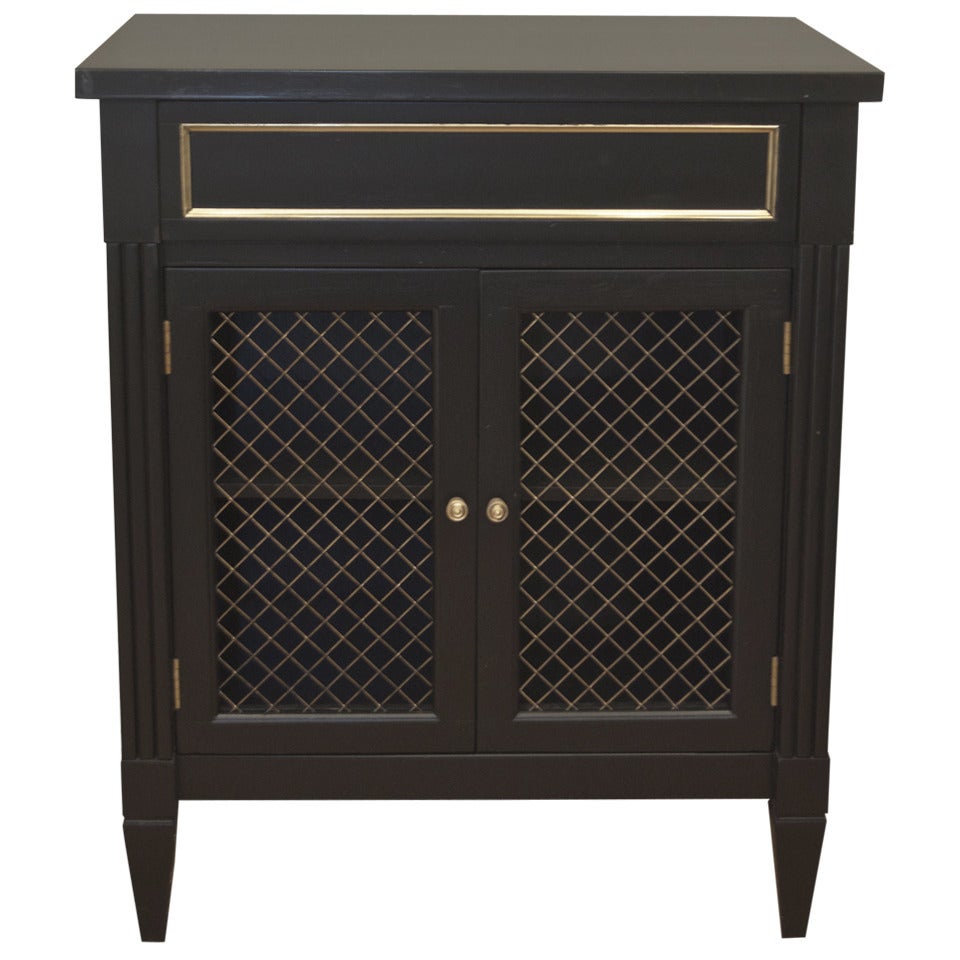 Jansen Style Black Lacquer Side Table