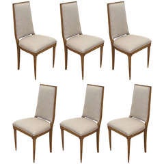 Set of Six Elegant French Deco Dining Chairs