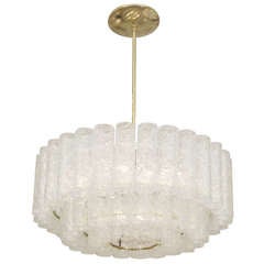 Substantial Doria Three Tier Chandelier with Brass Accents