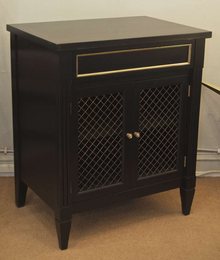 American Jansen Style Black Lacquer Side Table