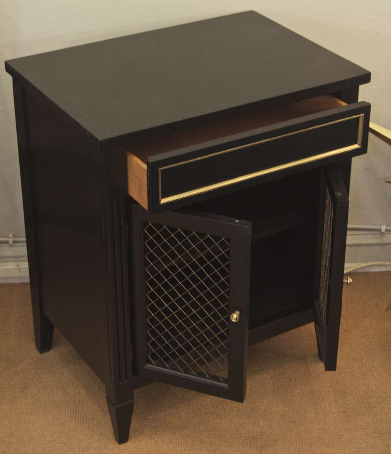 Lacquered Jansen Style Black Lacquer Side Table
